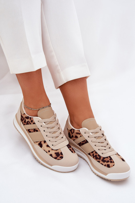 scarpe da ginnastica Scarpe modello sneakers Femminile con motivi di pelliccia di leopardo beige-colore marrone Galabis