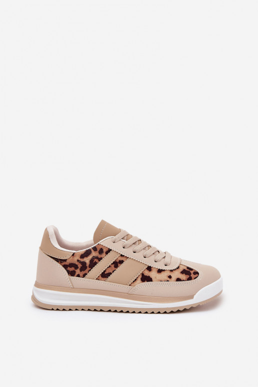 scarpe da ginnastica Scarpe modello sneakers Femminile con motivi di pelliccia di leopardo beige-colore marrone Galabis