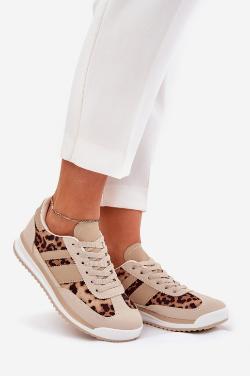 scarpe da ginnastica Scarpe modello sneakers Femminile con motivi di pelliccia di leopardo beige-colore marrone Galabis