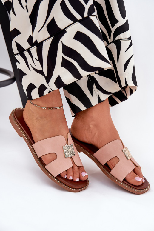 isoscele Pantofole Con ritagli E decorazione colore rosa Bohalis