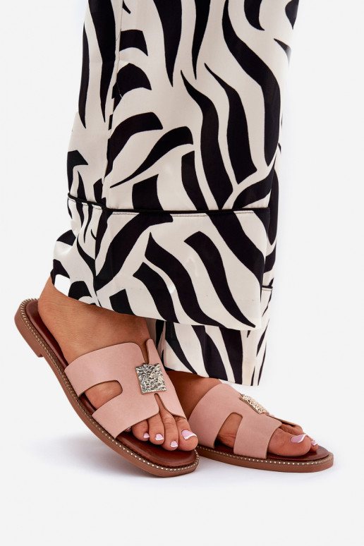 isoscele Pantofole Con ritagli E decorazione colore rosa Bohalis