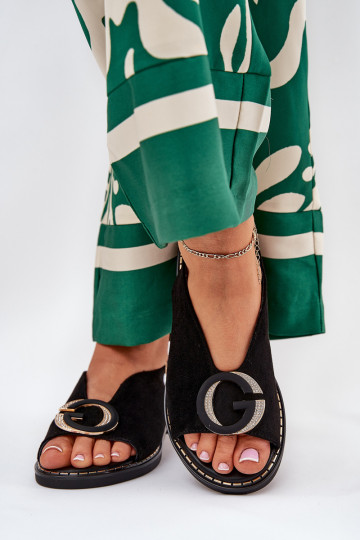 Sandali bassi con ornamenti colore nero Haliones 2