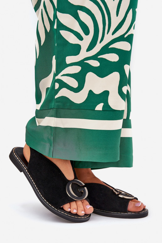 Sandali bassi con ornamenti colore nero Haliones