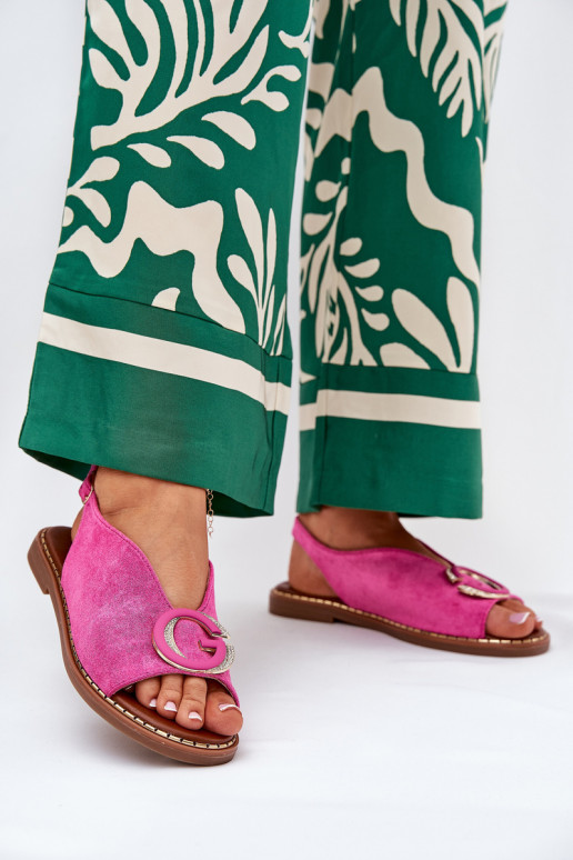 Sandali bassi con ornamenti colore rosa Haliones