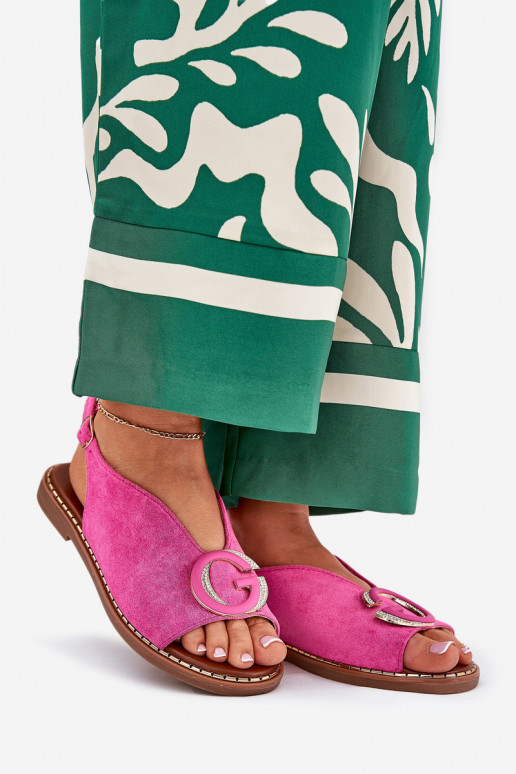 Sandali bassi con ornamenti colore rosa Haliones
