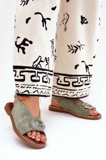 Sandali bassi con ornamenti colore verde Haliones 2