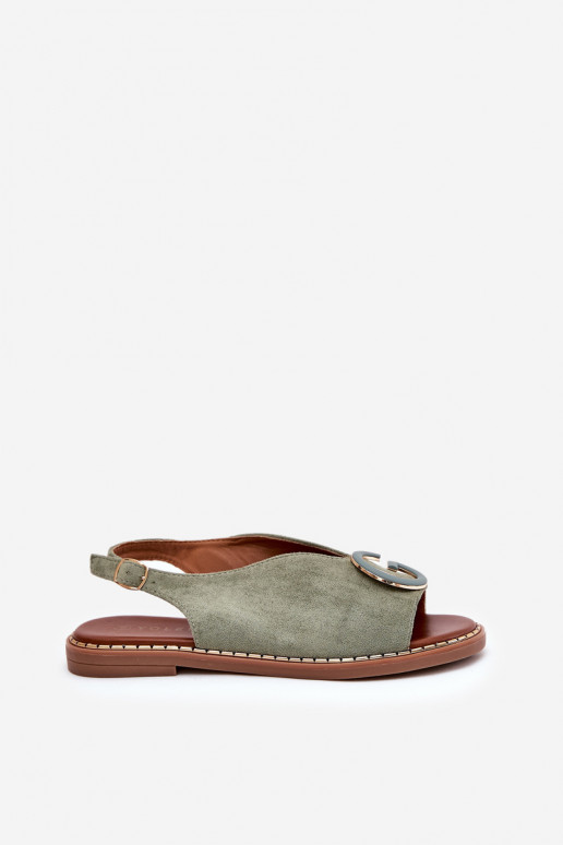 Sandali bassi con ornamenti colore verde Haliones