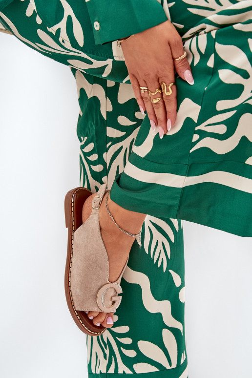 Sandali bassi con ornamenti beige Haliones