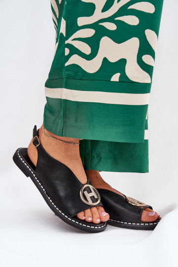 isoscele Stile elegante sandali con ornamenti colore nero Iseliria 2