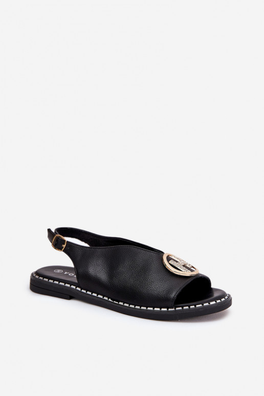 isoscele Stile elegante sandali con ornamenti colore nero Iseliria