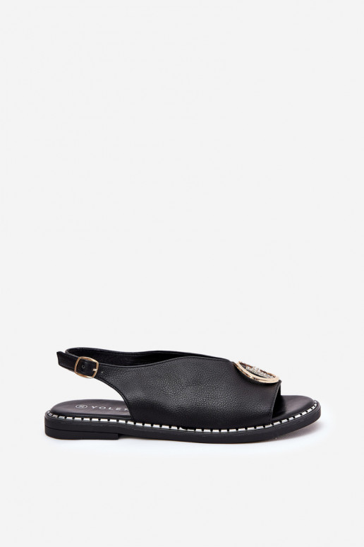 isoscele Stile elegante sandali con ornamenti colore nero Iseliria