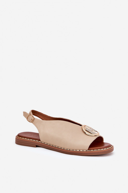 isoscele Stile elegante sandali con ornamenti beige Iseliria