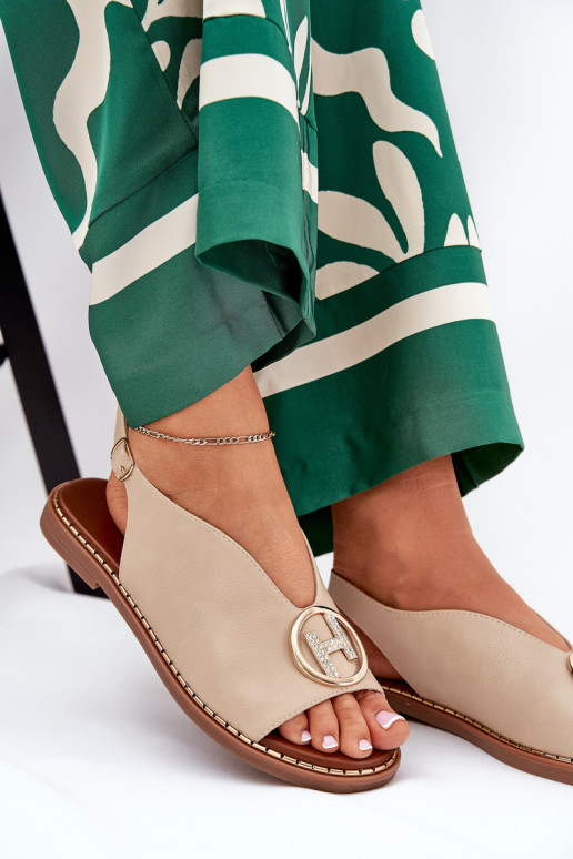 isoscele Stile elegante sandali con ornamenti beige Iseliria