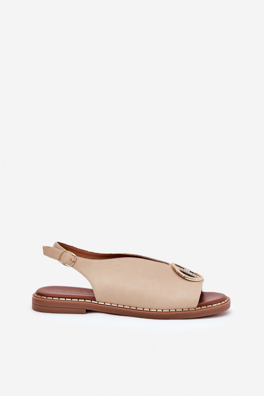 isoscele Stile elegante sandali con ornamenti beige Iseliria
