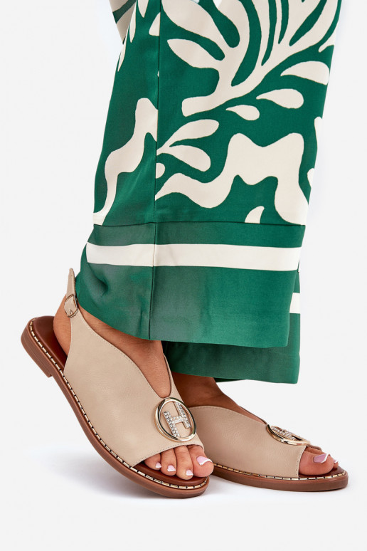 isoscele Stile elegante sandali con ornamenti beige Iseliria