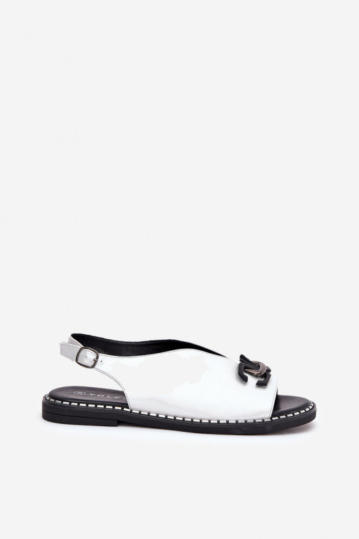 sandali con tacchi larghi con ornamenti in ecopelle color argento Tillireta