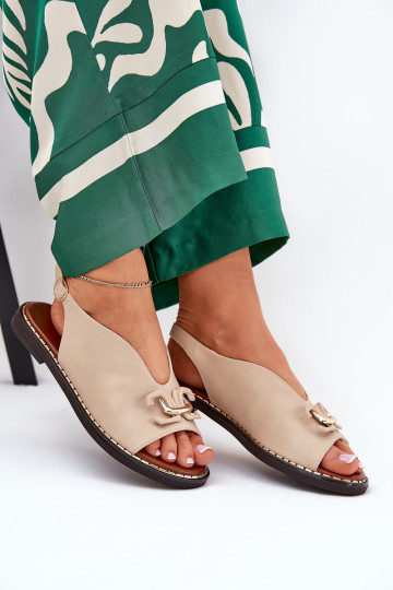 sandali con tacchi larghi con ornamenti in ecopelle beige Tillireta