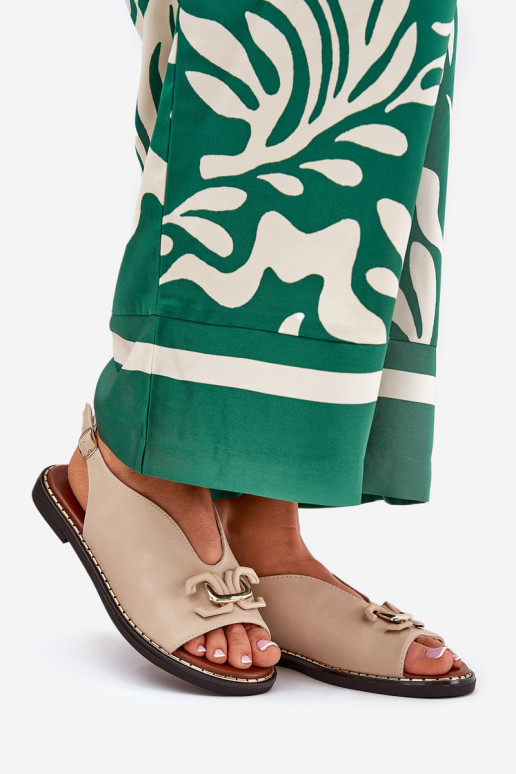 sandali con tacchi larghi con ornamenti in ecopelle beige Tillireta