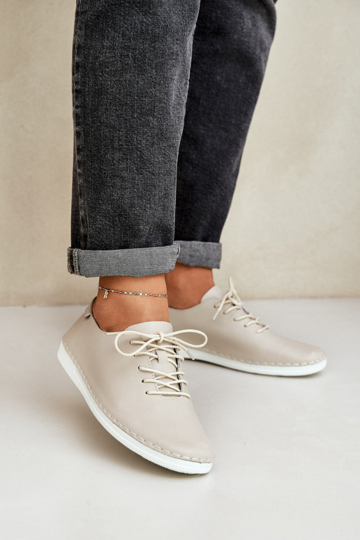 Scarpe stringate Z Abilitatoturalnej Skóry D&A LR51-645 beige