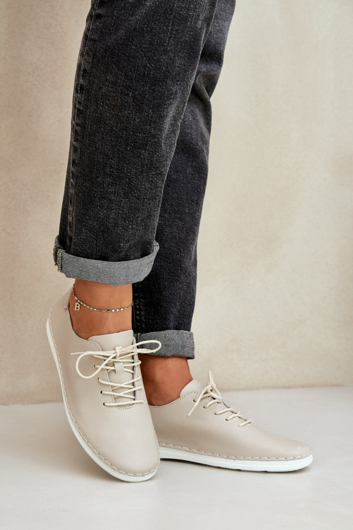 Scarpe stringate Z Abilitatoturalnej Skóry D&A LR51-645 beige