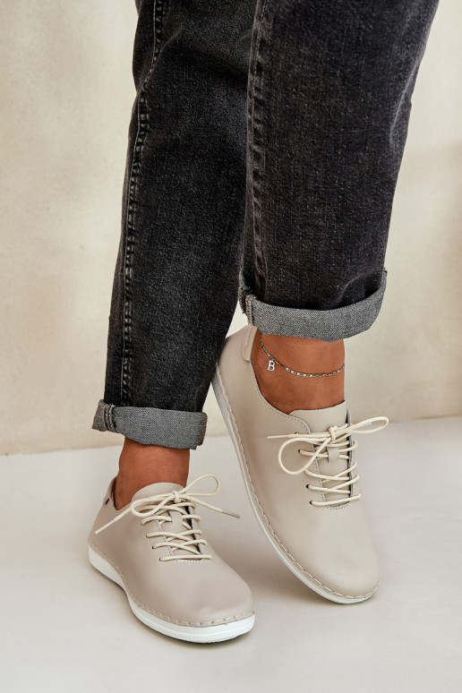 Scarpe stringate Z Abilitatoturalnej Skóry D&A LR51-645 beige