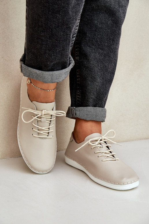 Scarpe stringate Z Abilitatoturalnej Skóry D&A LR51-645 beige