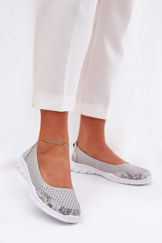 Pelle Ballerine traforate Vinceza 95323 colore grigio Pelle Ballerine traforate Vinceza 95323 colore grigio