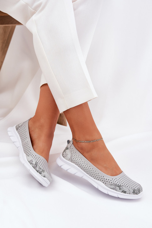 Pelle Ballerine traforate Vinceza 95323 colore grigio Pelle Ballerine traforate Vinceza 95323 colore grigio