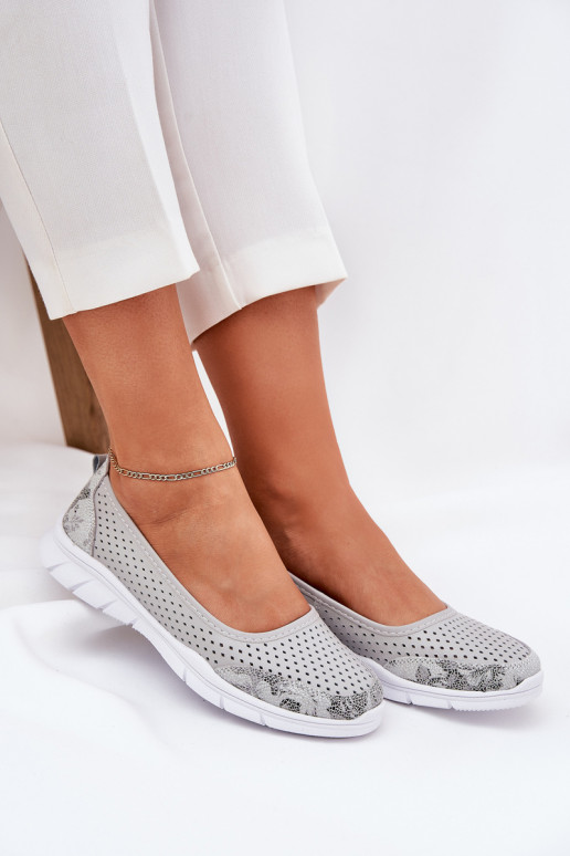 Pelle Ballerine traforate Vinceza 95323 colore grigio Pelle Ballerine traforate Vinceza 95323 colore grigio