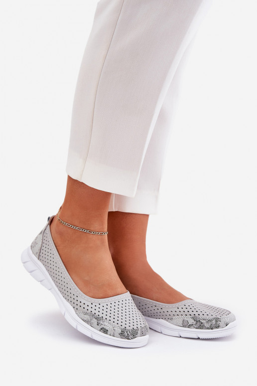 Pelle Ballerine traforate Vinceza 95323 colore grigio Pelle Ballerine traforate Vinceza 95323 colore grigio