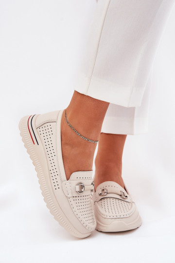 Ballerine traforate Z Abilitatoturalnej Skóry Vinceza 95331 beige