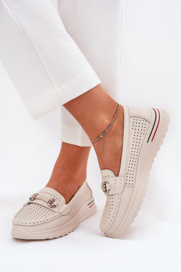 Ballerine traforate Z Abilitatoturalnej Skóry Vinceza 95331 beige 2