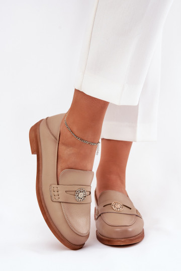 Stile elegante mocassini da donna Z Abilitatoturalnej Skóry Vinceza 18100 beige