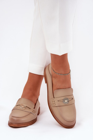 Stile elegante mocassini da donna Z Abilitatoturalnej Skóry Vinceza 18100 beige 2