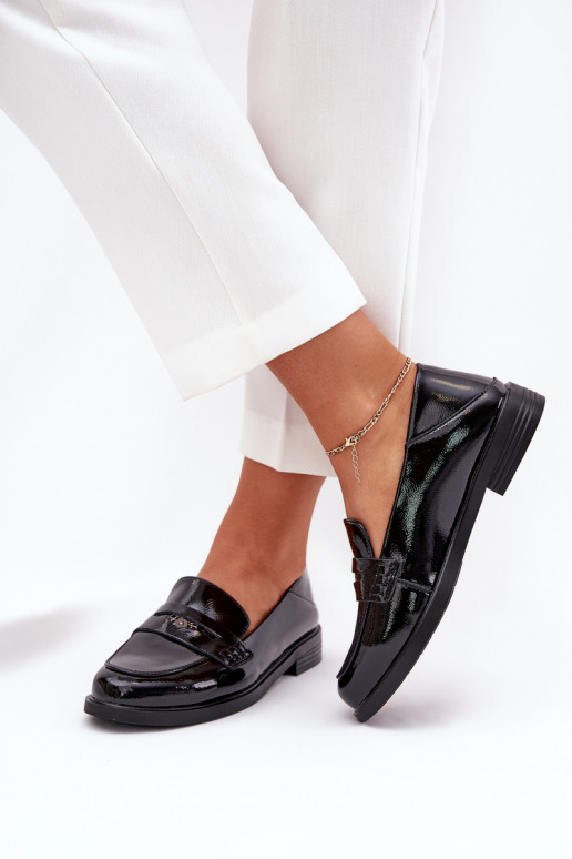 Stile elegante Mocassini laccati Femminile Z Abilitatoturalnej Skóry Vinceza 18100 colore nero Stile elegante Mocassini laccati Femminile Z Abilitatoturalnej Skóry Vinceza 18100 colore nero