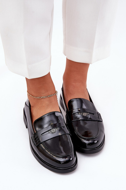 Stile elegante Mocassini laccati Femminile Z Abilitatoturalnej Skóry Vinceza 18100 colore nero Stile elegante Mocassini laccati Femminile Z Abilitatoturalnej Skóry Vinceza 18100 colore nero