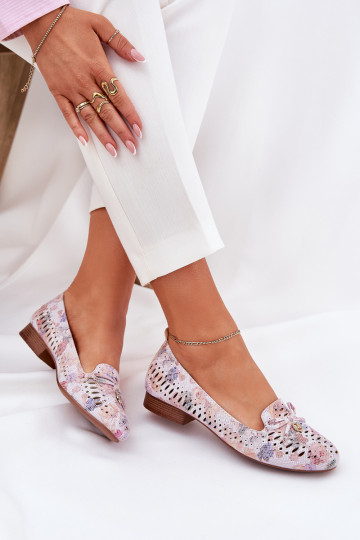 Ballerine traforate con nastri con fiori in ecopelle scamosciataoAe Colori differenti Amepitrea