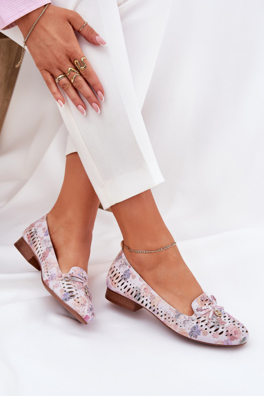 Ballerine traforate con nastri con fiori in ecopelle scamosciataoAe Colori differenti Amepitrea