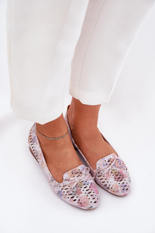 Ballerine traforate con nastri con fiori in ecopelle scamosciataoAe Colori differenti Amepitrea