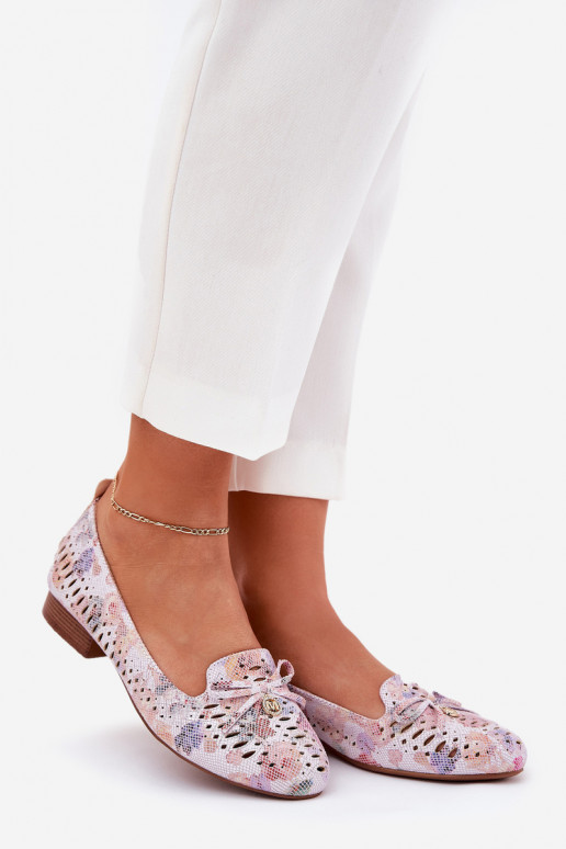 Ballerine traforate con nastri con fiori in ecopelle scamosciataoAe Colori differenti Amepitrea