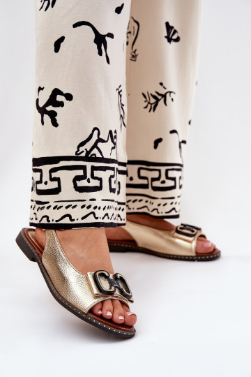 Sandali bassi con ornamenti Eko Pelle colore dorato Lilria