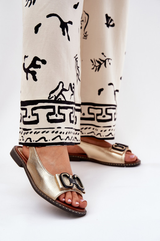 Sandali bassi con ornamenti Eko Pelle colore dorato Lilria