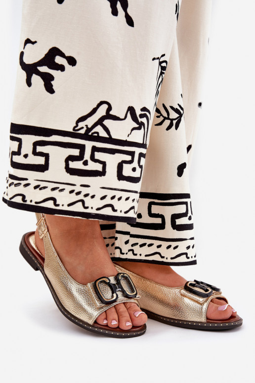 Sandali bassi con ornamenti Eko Pelle colore dorato Lilria