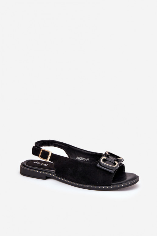 Sandali bassi con ornamenti in ecopelle scamosciataoAe colore nero Lilria