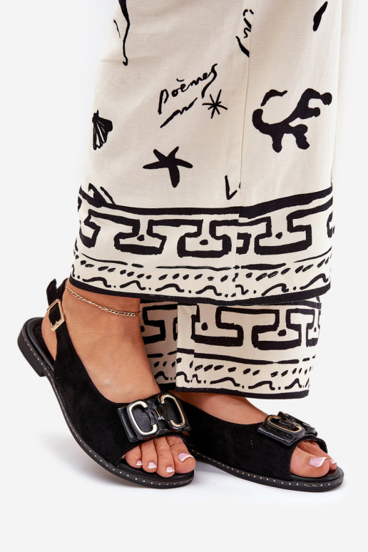 Sandali bassi con ornamenti in ecopelle scamosciataoAe colore nero Lilria