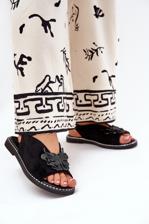 Sandali da donna con tacchi larghi con ornamenti colore nero Setorina