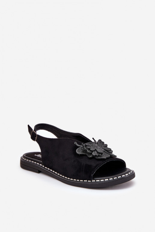 Sandali da donna con tacchi larghi con ornamenti colore nero Setorina