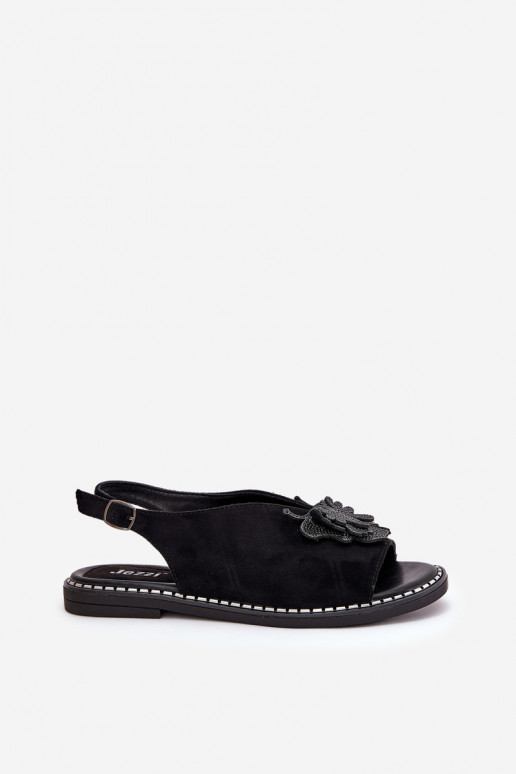 Sandali da donna con tacchi larghi con ornamenti colore nero Setorina