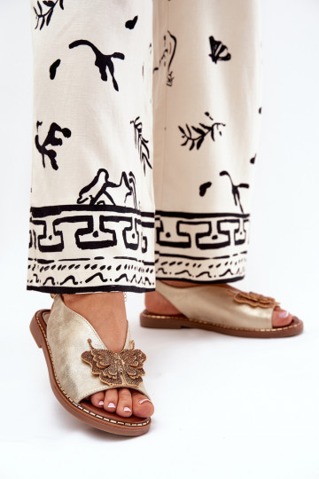 Sandali da donna con tacchi larghi con ornamenti colore dorato Setorina 2