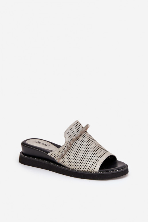 Pantofole da donna Su un cuneo Con nastro decorativo color argento TeriAes